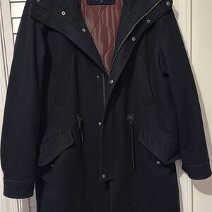 Cole Haan Black Hooded Military Jacket